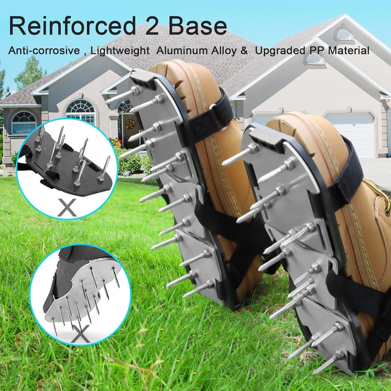 DenForste Lawn Aerator Shoes for Grass - Pre-Assembled Grass Aerator Shoes for Lawn - Soil Yard Aerator Tool for Aerating Patio Garden, Black - Image 2
